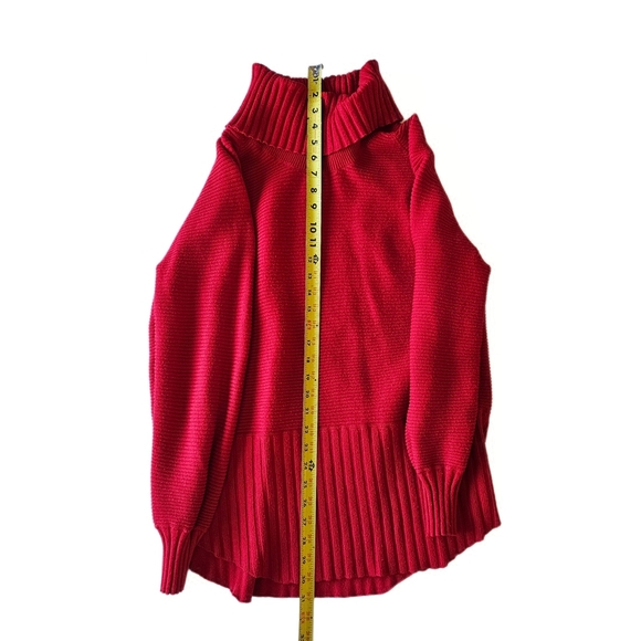 Cyrus Cowl Neck Ribbed Turtleneck Red Cozy Tunic Sweater Red XL Womens - Picture 9 of 12